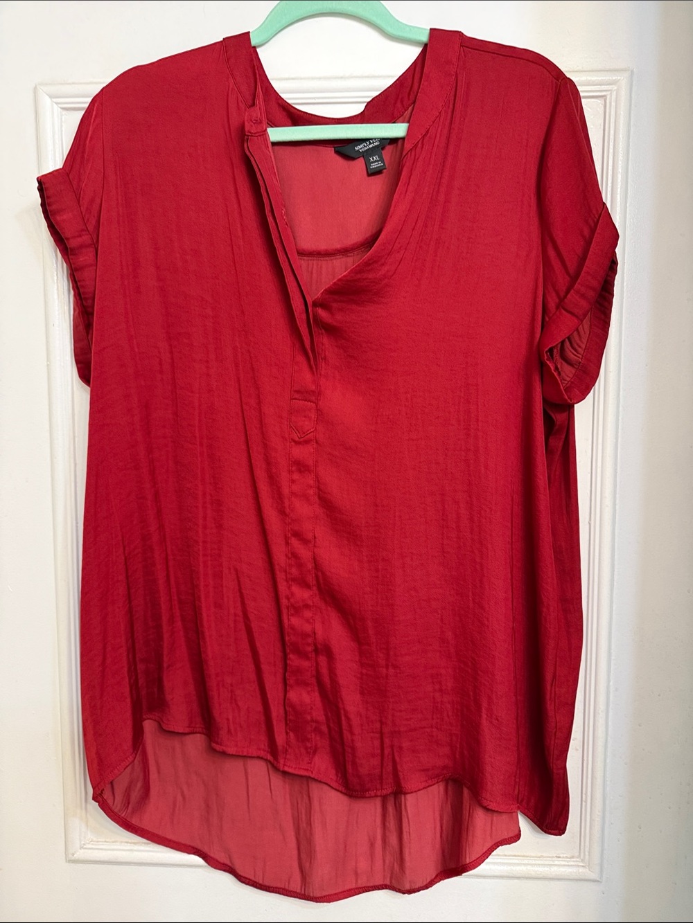 Red Split-Neck Women's Blouse simply Vera